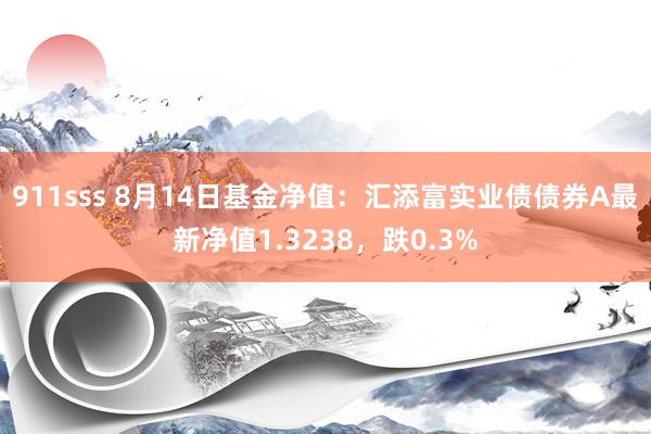 911sss 8月14日基金净值：汇添富实业债债券A最新净值1.3238，跌0.3%