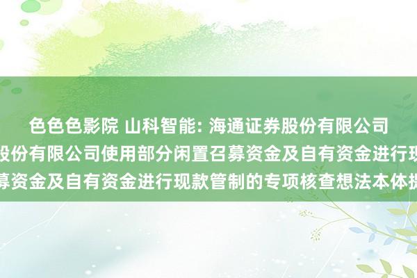 色色色影院 山科智能: 海通证券股份有限公司对于杭州山科智能科技股份有限公司使用部分闲置召募资金及自