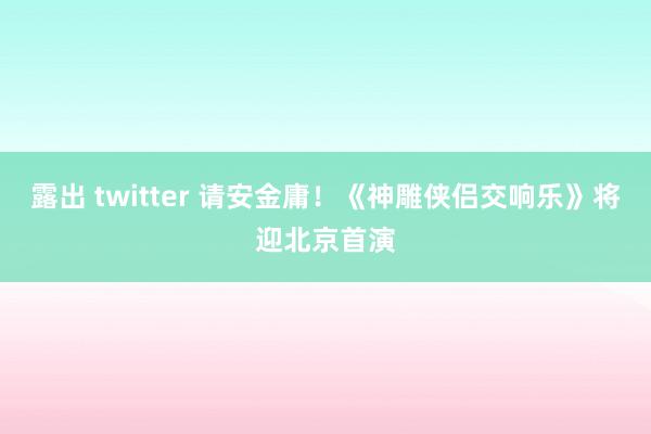 露出 twitter 请安金庸！《神雕侠侣交响乐》将迎北京首演